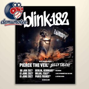 Blink 182 Europe 2026 Italy France Home Decor Poster Canvas