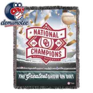 Oklahoma Sooners 2026 Champions Baseball NCAA Men’s College World Series The Greatest Show On Dirt Hooded Fleece Woven Blanket Tapestry