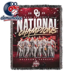 Oklahoma Sooners Baseball 2026 Champions NCAA Men’s College World Series Hooded Fleece Woven Blanket Tapestry