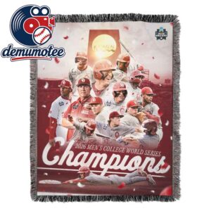 Oklahoma Sooners Baseball 2026 NCAA Men’s College World Series Champions Hooded Fleece Woven Blanket Tapestry
